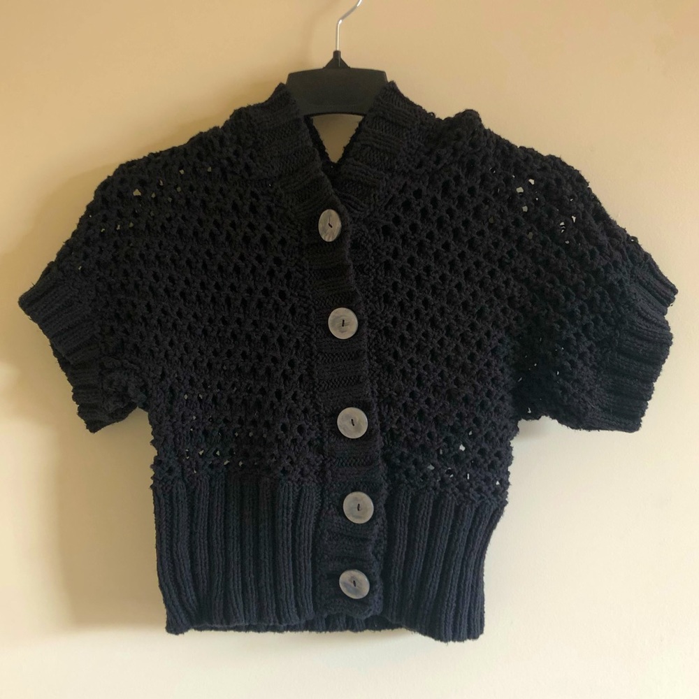 FREE PEOPLE Knit Cropped Hoodie Sweater Cotton Cardigan